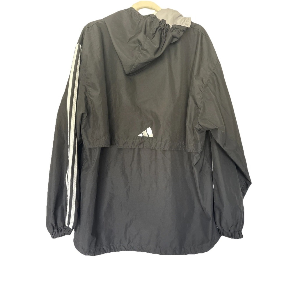 Y2K Vintage Adidas 3 Stripe‎ Windbreaker M Hood And Drawstring Grunge Soccer - Picture 6 of 6